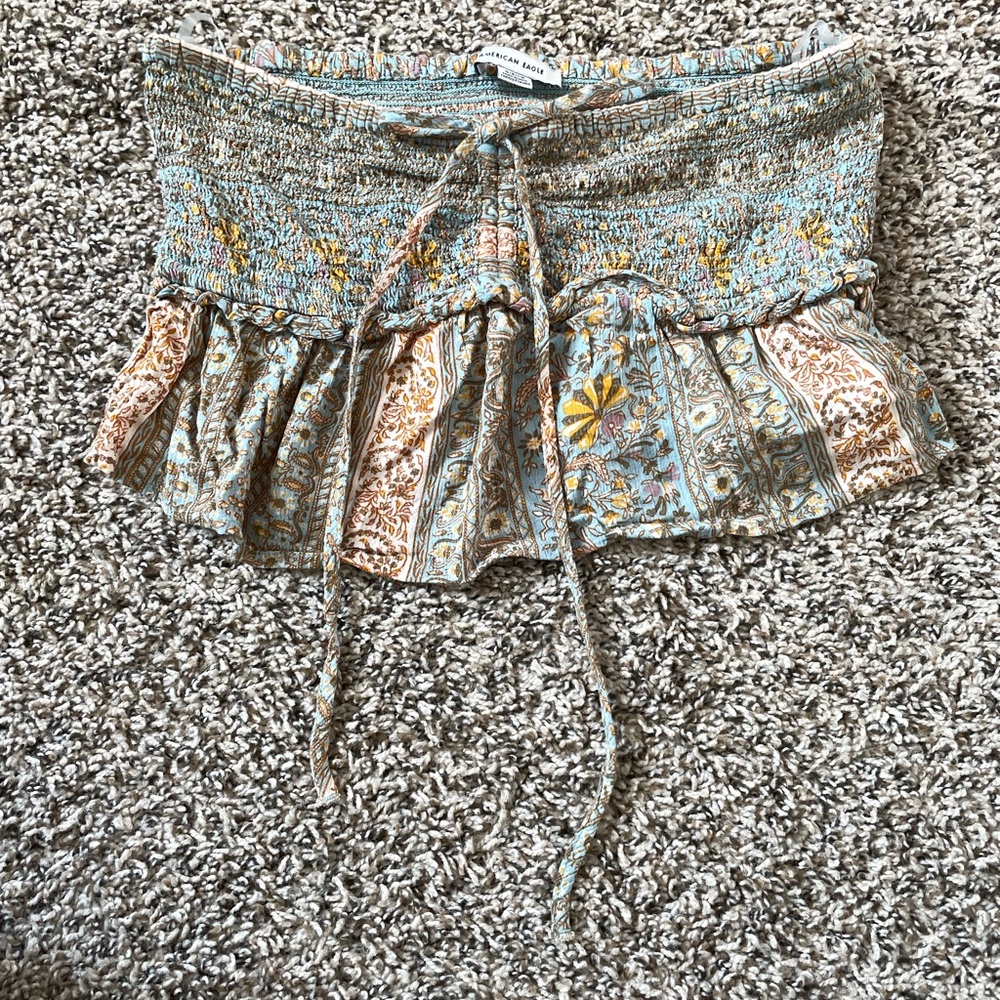 American eagle smocked crop top, paisley print, size S